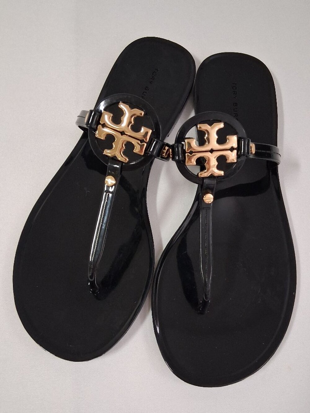 Tory Burch Mini Miller Flat Thong Sandals Color: Perfect Black / Gold Size 7
